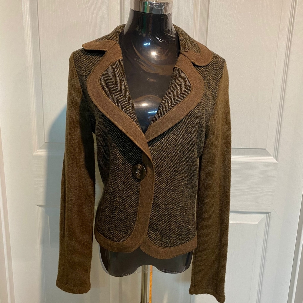 Brown Tweed Blazer Jacket Size L